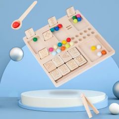 Wooden Peg Beads Boards Educational Toys Math Learning Building Blocks - Image 3