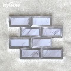 Basket Weave Irregular White Black Marble Mosaics Tiles - Image 3