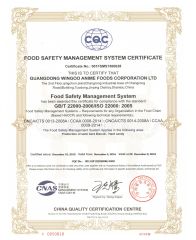 ISO certificate from Shantou Yixin Food Co., Ltd.