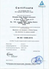 ISO13485 certificate from Shanghai Bojin Electric Instrument & Device Co., Ltd.