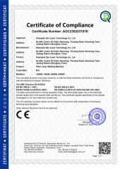CE certificate from Shanghai San Laser Technology Co., Ltd.