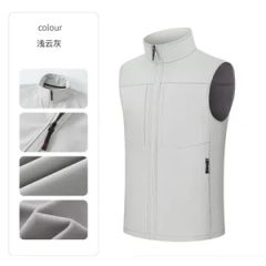 Custom Corporate Logo Fleece Softshell Vest - Multi-Pocket Lightweight Gilet - Image 1