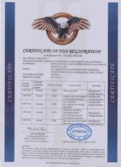 FDA certificate from Sky & Sea Optical MFY Co., Ltd.