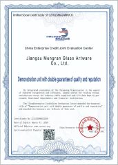 Demonstration unit with double guarantee of quality and reputation certificate from Jiangsu Mengran Glass Artware Co., Ltd.