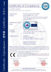 ISO certificate of Zhangjiagang Starry Machinery Co., Ltd. – certificate photo, supplier certificates section