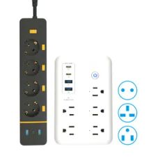 Smart WiFi Power Strip 5Outlets USB2C 20W Alexa Google Tuya Black White 1Y - Image 1