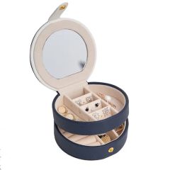 Hot Selling Jewellery Storage Case Portable Small Round Travel Button PU Leather Jewelry Gift Box with Custom Logo - Shantou Kaicheng Craft Co., Ltd.