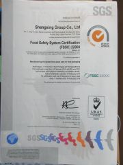 Food Safety System Certification (FSSC) 22000 certificate of Sunrise Group Co., Ltd. – certificate photo, supplier certificates section