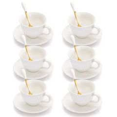 Exquisite Large Spoon New Design White Porcelain Tea Cups and Saucers - Image 5