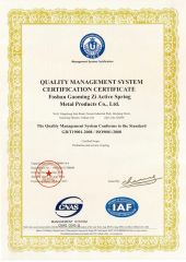 ISO9001 Certificate of Spring certificate from Foshan Zihuoli Spring Co.,Ltd.