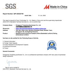 SGS certificate certificate from Dongguan Tengxiang Sportswear Co., Ltd.