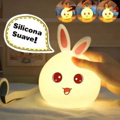 Silicone LED Cute Rabbit Night Light, Touch Desk Lamp - Image 4