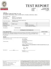 Rosh Test Report certificate from Wenzhou Xujie Electric Co., Ltd.
