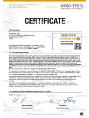 OEKO certificate from Texpro Co., Ltd.