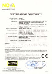 CE Certificate certificate from Guangdong Kaichuang CNC Equipment Co., Ltd.