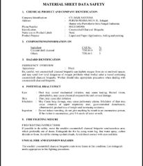 Material safety data sheet certificate from Charcoalnesia
