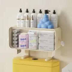 Plastic Wall Mounted Storage Rack Bathroom Storage Shelf Drawer Storage Rack - Image 2