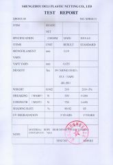 Product Inspection Report certificate from Shengzhou Deli Plastic Netting Co., Ltd.