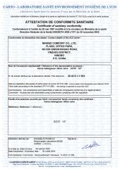 ACS certificate from NINGBO COMFORT CO., LTD.
