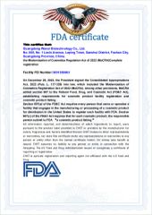 FDA certificate from Guangzhou Aifujia Biotechnology Co., Ltd.