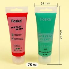 Foska 75ml Acrylic Art Paints 6Colors Assorted 6PCS/Box MOQ1CTN 15D ISO9001 - Image 3