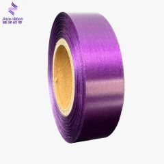 Factory Stocked Polyester Single/Double Faced Smooth Violet Purple Satin Ribbon - Image 2
