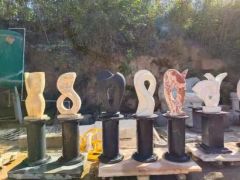 Custom Square Large Garden Statues Natural Stone Marble Abstract Art Sculptures - Image 1