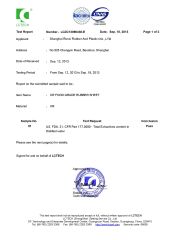 FDA-CR RUBBER SHEET certificate from Shanghai Runzi Rubber And Plastic Co., Ltd.
