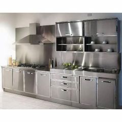 Modern Designer Stainless Steel Modular Kitchen Appearance Modern Material Stainless Steel Kitchen Design as required Accessories Handle & Knob, Drawer Basket, Slide - Singhal Fabricators