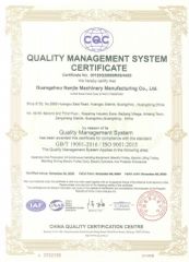 ISO certificate from Guangzhou Nanjie Machinery Manufacturing Co., Ltd.