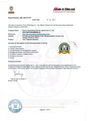Bureau veritas certificate certificate from Suzhou Guansheng Electric Appliances Co., Ltd.