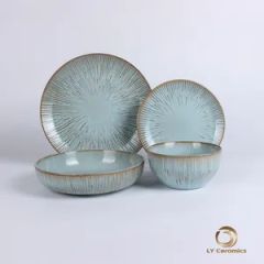Contemporary 16/24-Piece Embossed Dinner Set for Modern Homes Porcelainware Ceramic Stoneware Kitchenware - Image 1