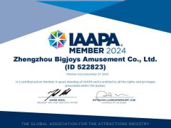 IAAPA 2024 certificate from Zhengzhou Bigjoys Amusement Equipment Co., Ltd.