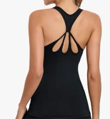 Strappy Racerback Activewear Compression Yoga Tank Tops Athletic Shirts - Image 1