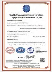 ISO Certificate certificate from QINGDAO JUN AO ALUMINIUM CO., LTD.