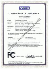 POS Monitor FCC Certificate certificate from OCOM Technologies Limited