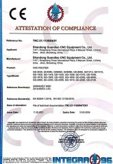 CE certificate from Shandong Guandiao CNC Equipment Co., Ltd.