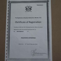 Business Registration Certificate  certificate from Prosperita Enterprise