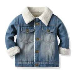 2022 Winter Fashion Kids Childrens Denim Coat Warm Fleece Jacket - Anhui Hualongteng Clothing Co., Ltd.