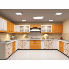 Pvc Modular Kitchen Material Wooden Appearance Modern Mount Type Tall Unit Kitchen Design Galley Door Finishing - Image 3