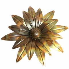 Metallic Round Dahlia Flower Gold Finish Size 19, Medium Color Gold Finish Brand Blooms N Stylz Material Metal With Gold - Image 4