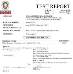 FDA certificate from Qingdao Yurui Package Co., Ltd.