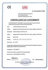 CE Gate Valve Certificate certificate from Yuhuan Jingyilai Valve Co., Ltd.