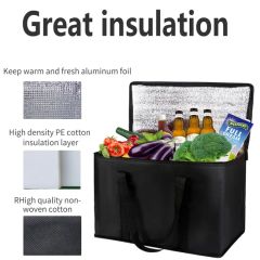 Insulated Grocery Shopping Bags, Reusable, Thermal Zipper, Collapsible, Tote, Cooler, Food Transport Hot and Cold - Image 4