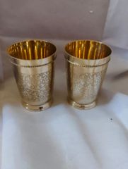 Brass Glass Set, For Home, 6 Inch Shape Round No. of Piece 2 Size/Diameter 6 Inch Usage/Application - Image 2