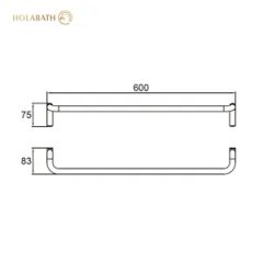 Elegant Wall Mounted Single Towel Bar for Modern Bathrooms - Image 2
