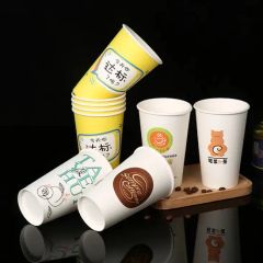 500ml700ml1000ml Custom Logo Tea Cup Design Single Wall Paper Cup Plastic Coffee Paper Cup - Image 4