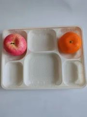 Compostable Disposable 6 Compartments Cornstarch Tableware Tray Food Use - Image 2
