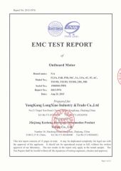 EMC Certification certificate from Yongkang Longxiao Industry and Trade Co., Ltd.