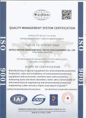 9001 certificate of Botou Xintian Environmental Protection Equipment Co., Ltd. – certificate photo, supplier certificates section